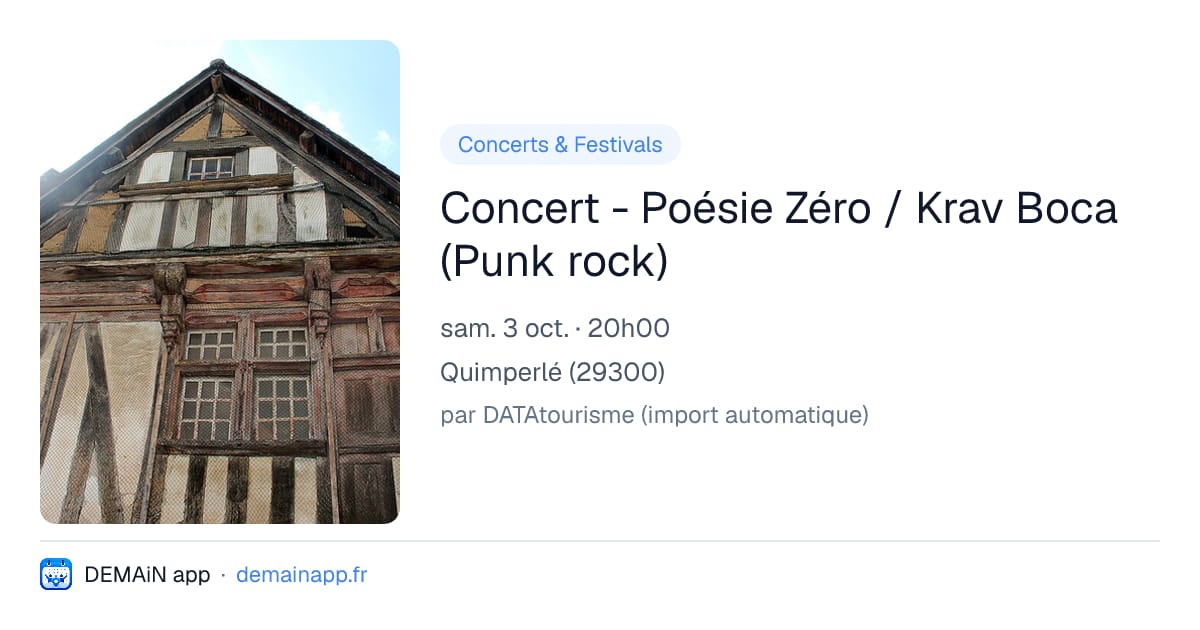 Concert - Poésie Zéro / Krav Boca (Punk rock) — Quimperlé