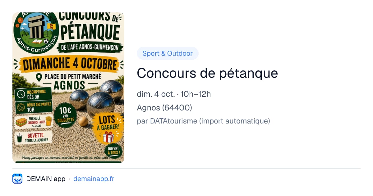 Concours de pétanque — Agnos