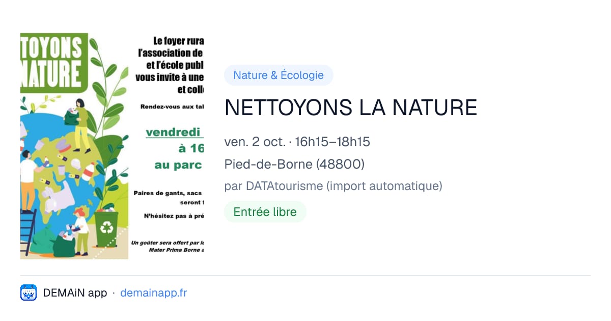 NETTOYONS LA NATURE — Pied-de-Borne