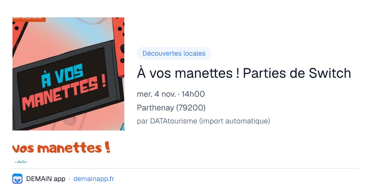 À vos manettes ! Parties de Switch — Parthenay