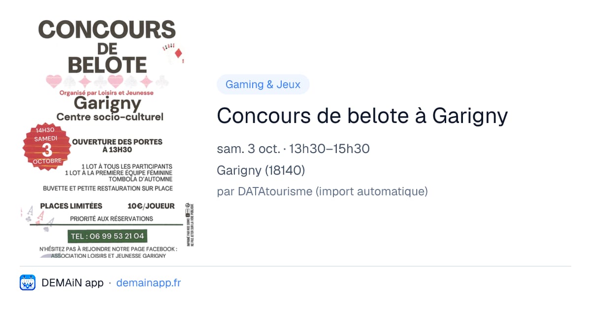 Concours de belote à Garigny — Garigny