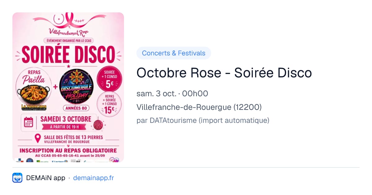 Octobre Rose - Soirée Disco — Villefranche-de-Rouergue