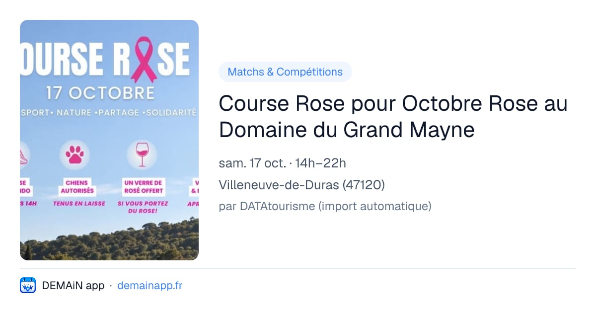 Course Rose pour Octobre Rose au Domaine du Grand Mayne — Villeneuve-de-Duras