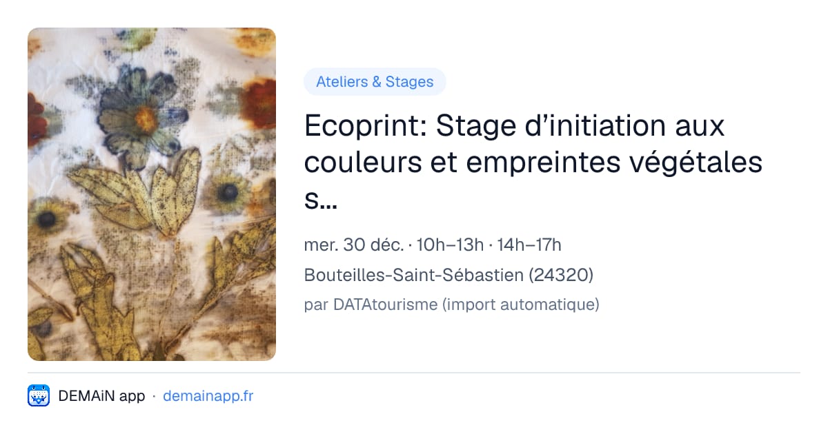 Ecoprint: Stage d’initiation aux couleurs et empreintes végétales sur textile de coton - Stage de 6h — Bouteilles-Saint-Sébastien