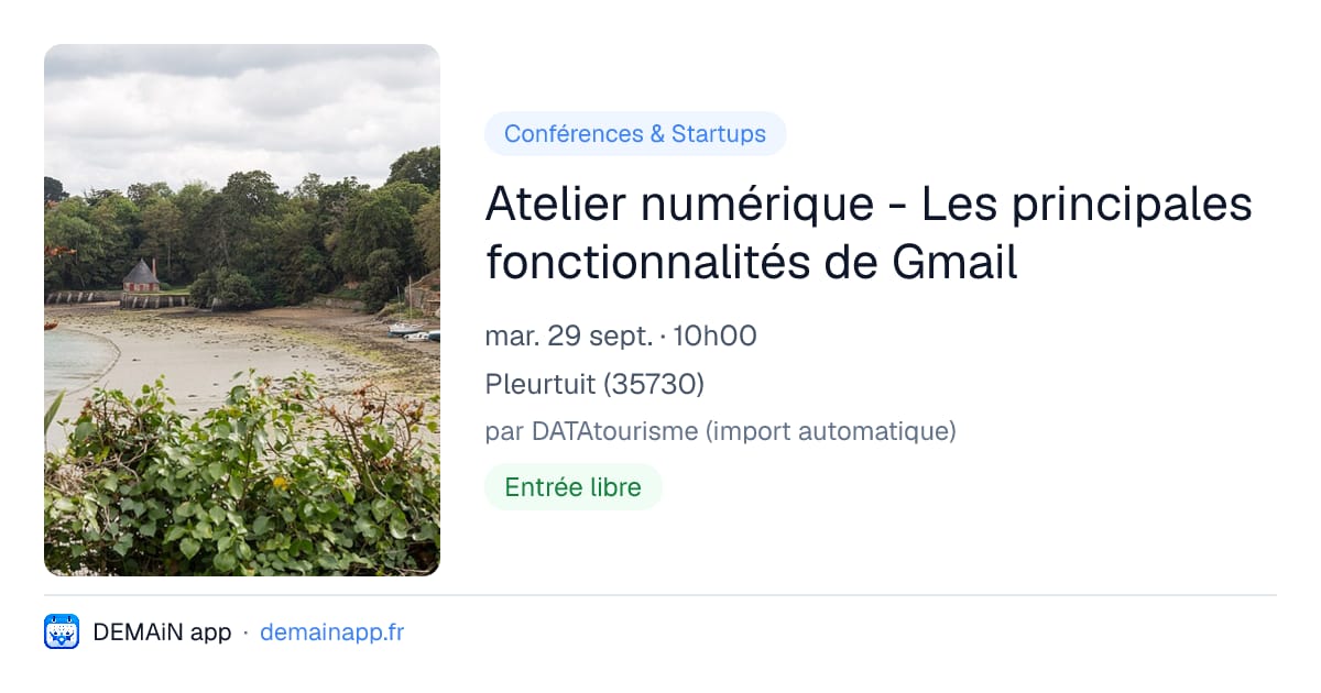 Atelier numérique - Les principales fonctionnalités de Gmail — Pleurtuit