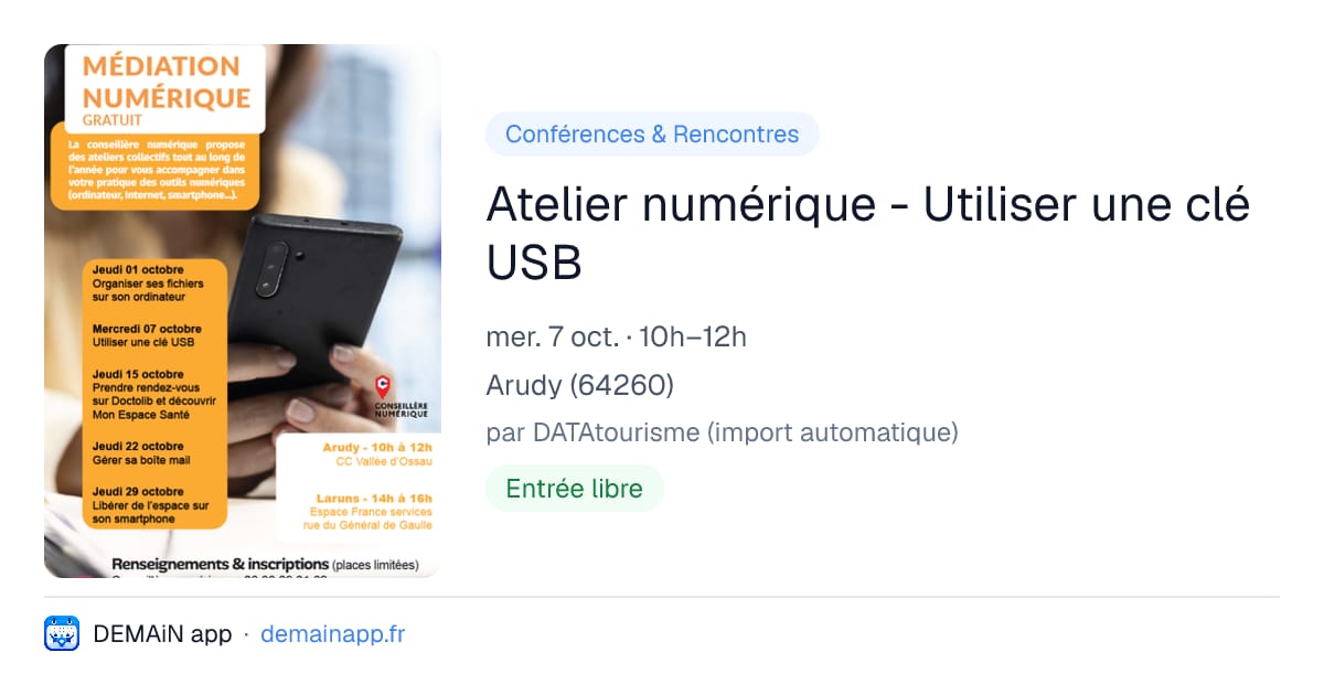 Atelier numérique - Utiliser une clé USB — Arudy