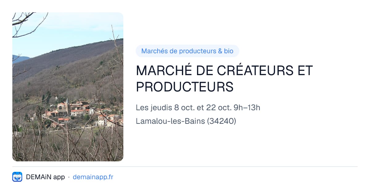 MARCHÉ DE CRÉATEURS ET PRODUCTEURS — Lamalou-les-Bains
