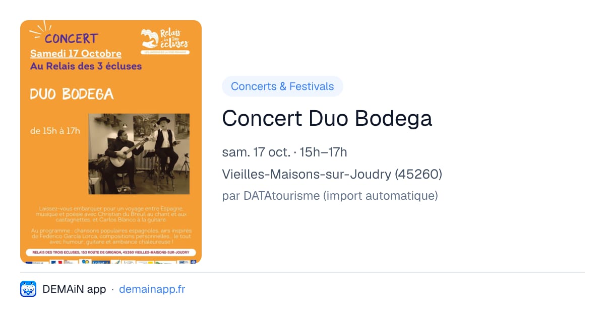 Concert Duo Bodega — Vieilles-Maisons-sur-Joudry