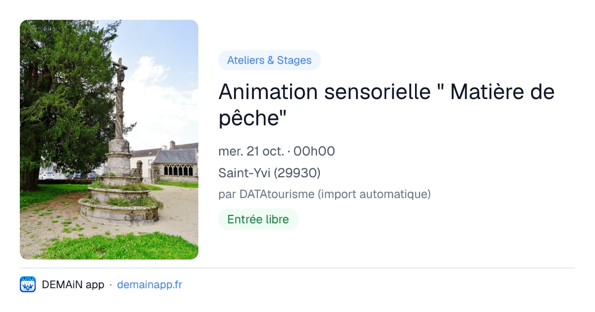 Animation sensorielle " Matière de pêche" — Saint-Yvi