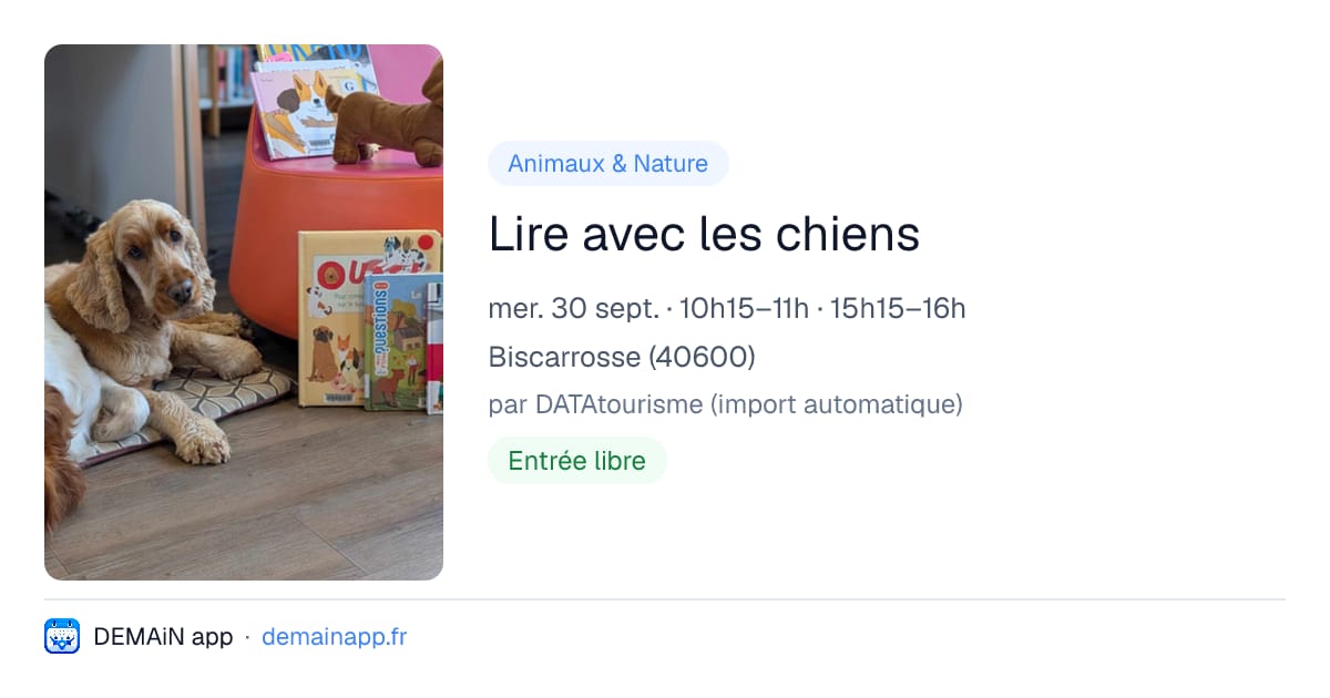 Lire avec les chiens — Biscarrosse