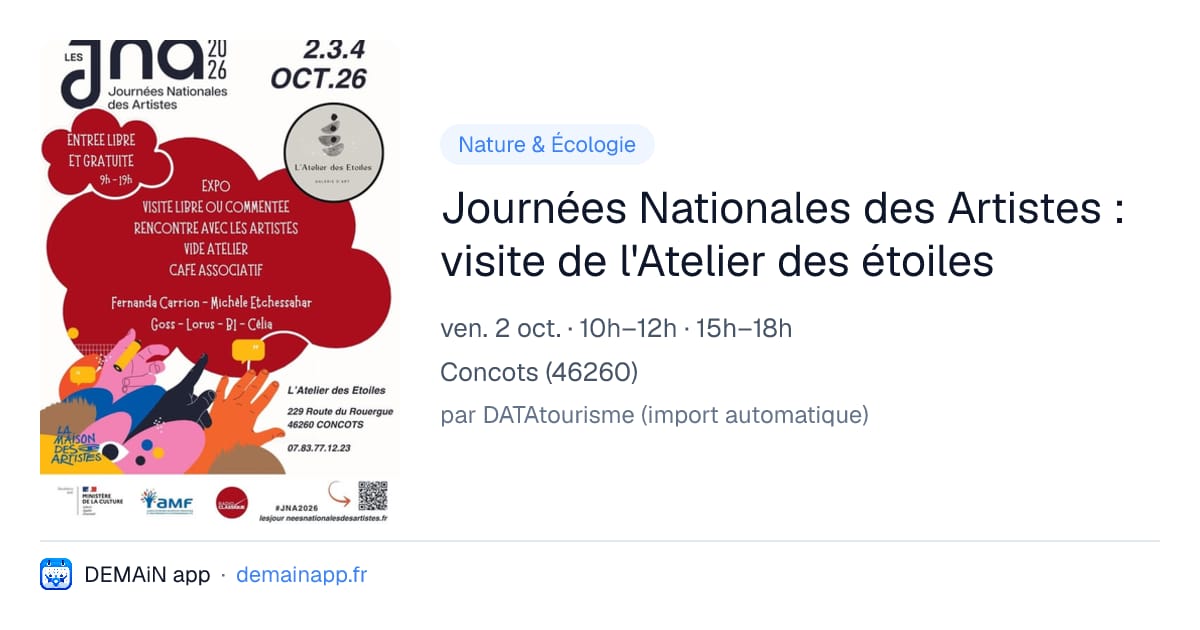 Journées Nationales des Artistes : visite de l'Atelier des étoiles — Concots