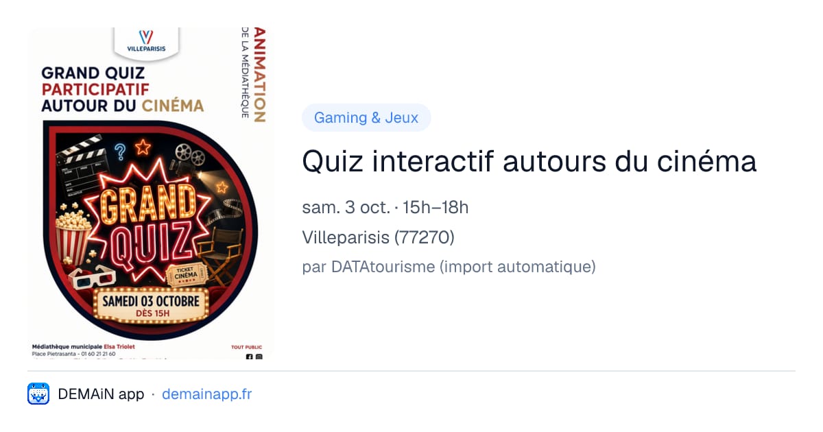 Quiz interactif autours du cinéma — Villeparisis