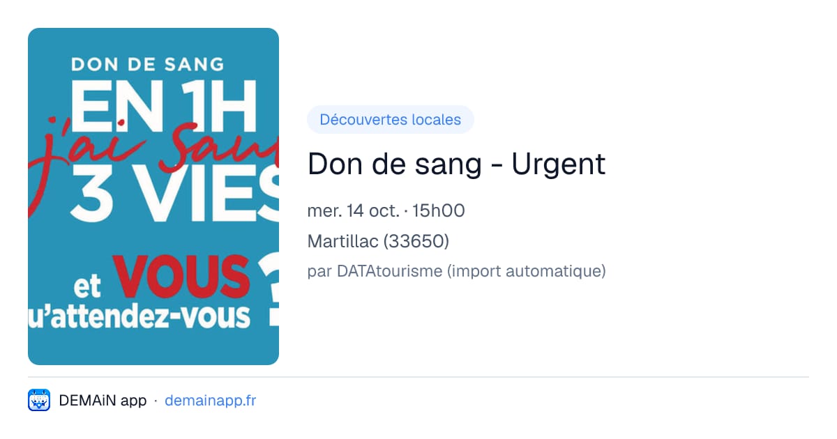 Don de sang - Urgent — Martillac