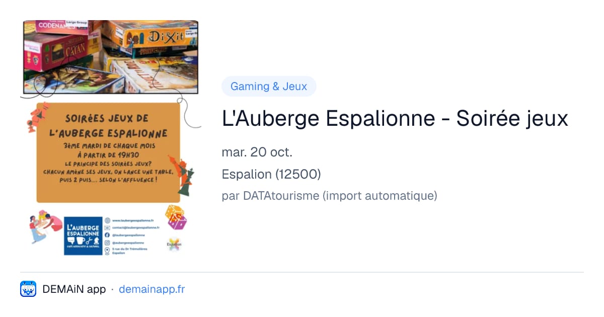 L'Auberge Espalionne - Soirée jeux — Espalion