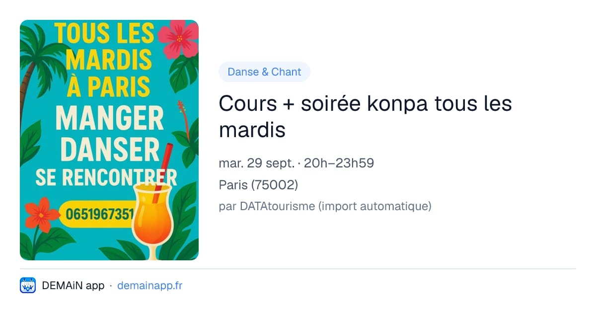 Cours + soirée konpa tous les mardis — Paris