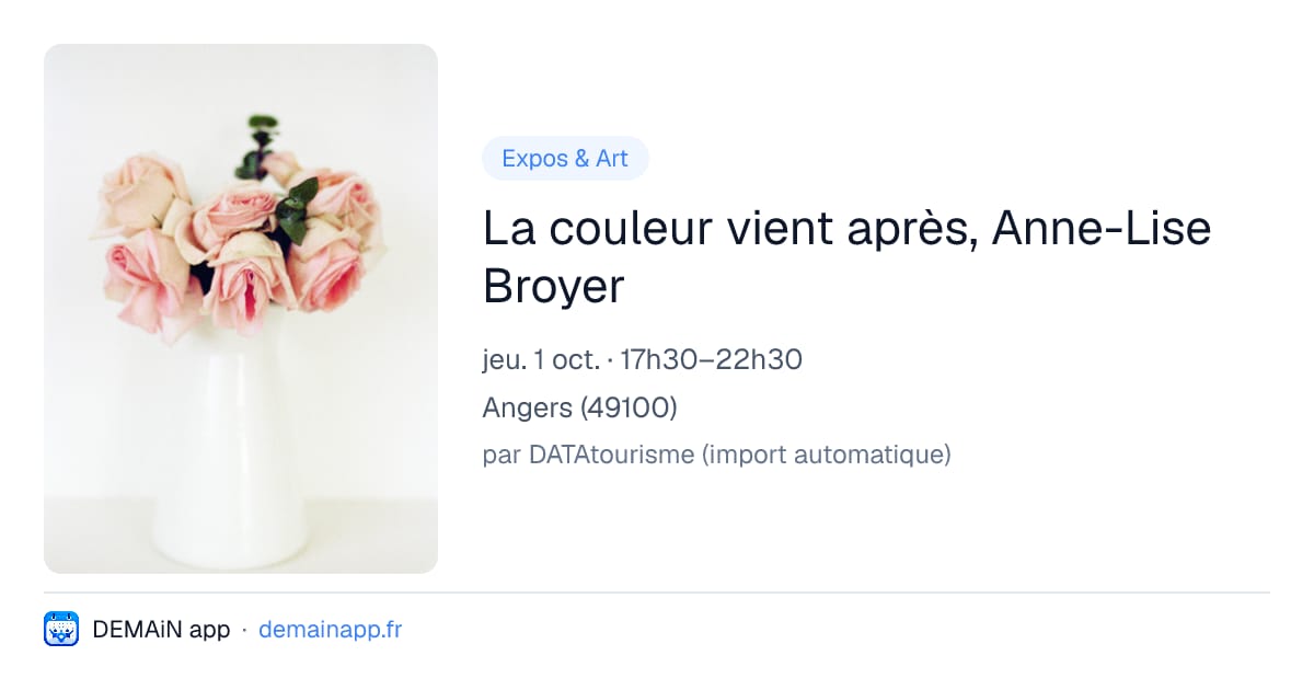 La couleur vient après, Anne-Lise Broyer — Angers