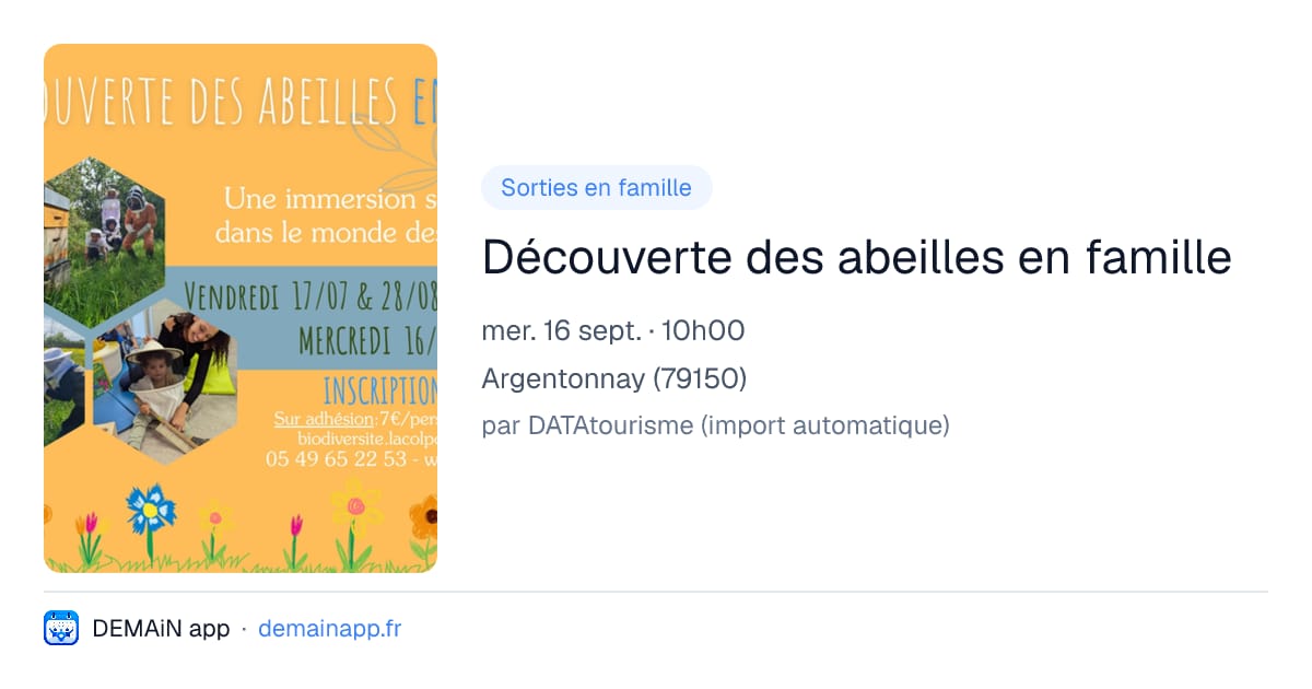 Découverte des abeilles en famille — Argentonnay