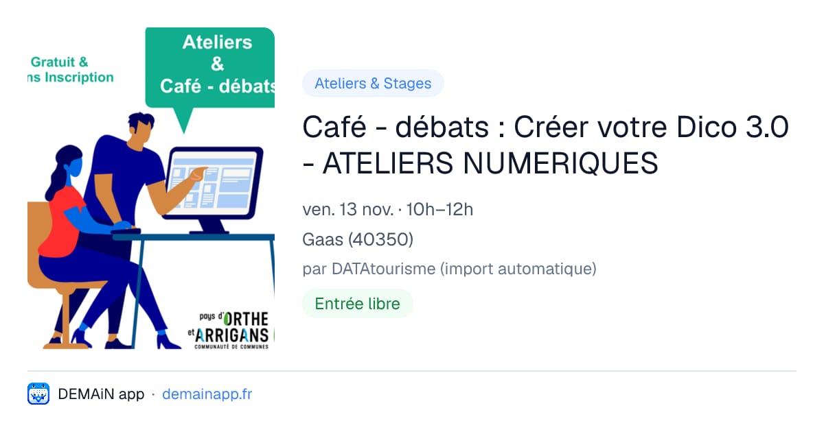 Café - débats : Créer votre Dico 3.0 - ATELIERS NUMERIQUES — Gaas