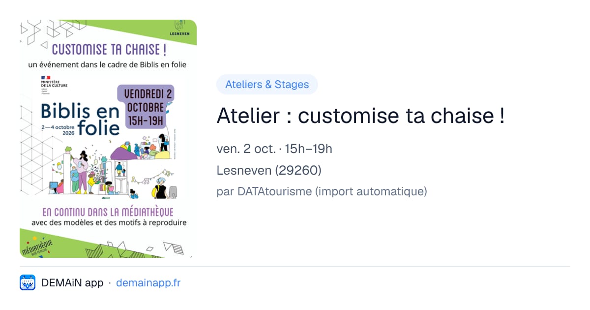 Atelier : customise ta chaise ! — Lesneven