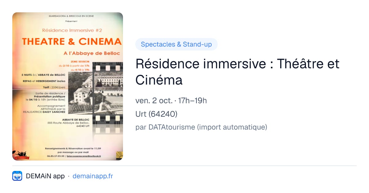 Résidence immersive : Théâtre et Cinéma — Urt