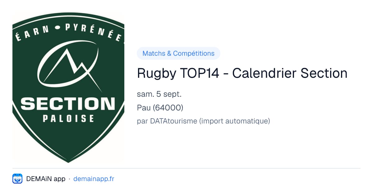 Rugby TOP14 - Calendrier Section — Pau