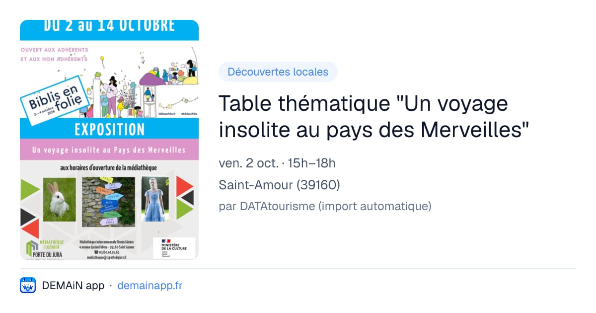 Table thématique "Un voyage insolite au pays des Merveilles" — Saint-Amour