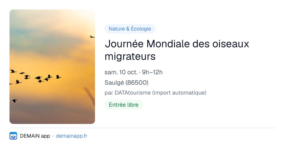 Journée Mondiale des oiseaux migrateurs — Saulgé