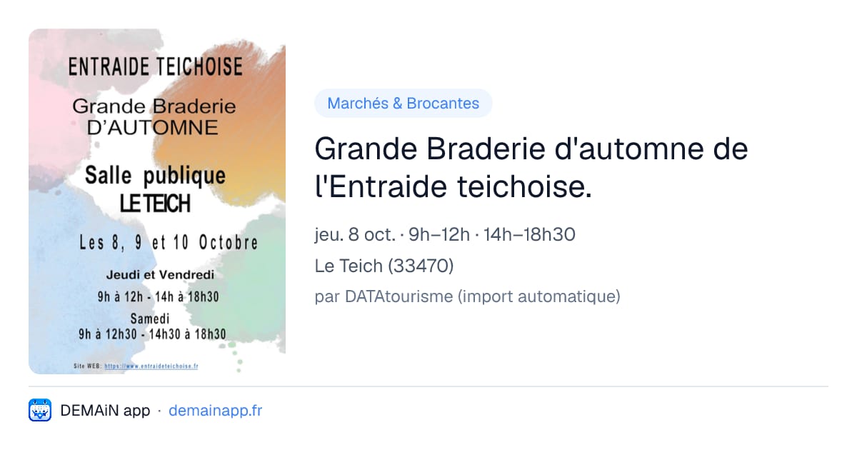 Grande Braderie d'automne de l'Entraide teichoise. — Le Teich
