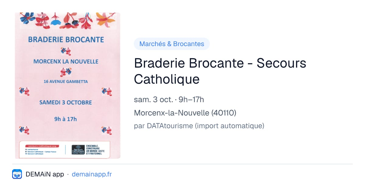 Braderie Brocante - Secours Catholique — Morcenx-la-Nouvelle