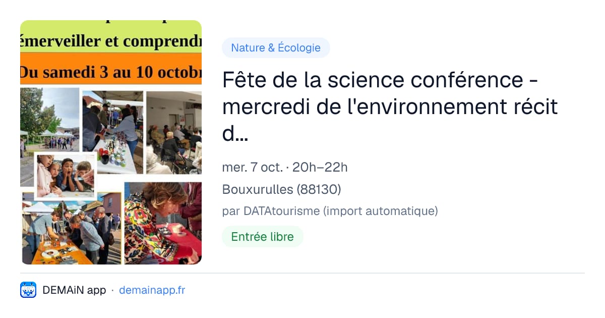 Fête de la science conférence - mercredi de l'environnement récit de l’épopée corallienne — Bouxurulles