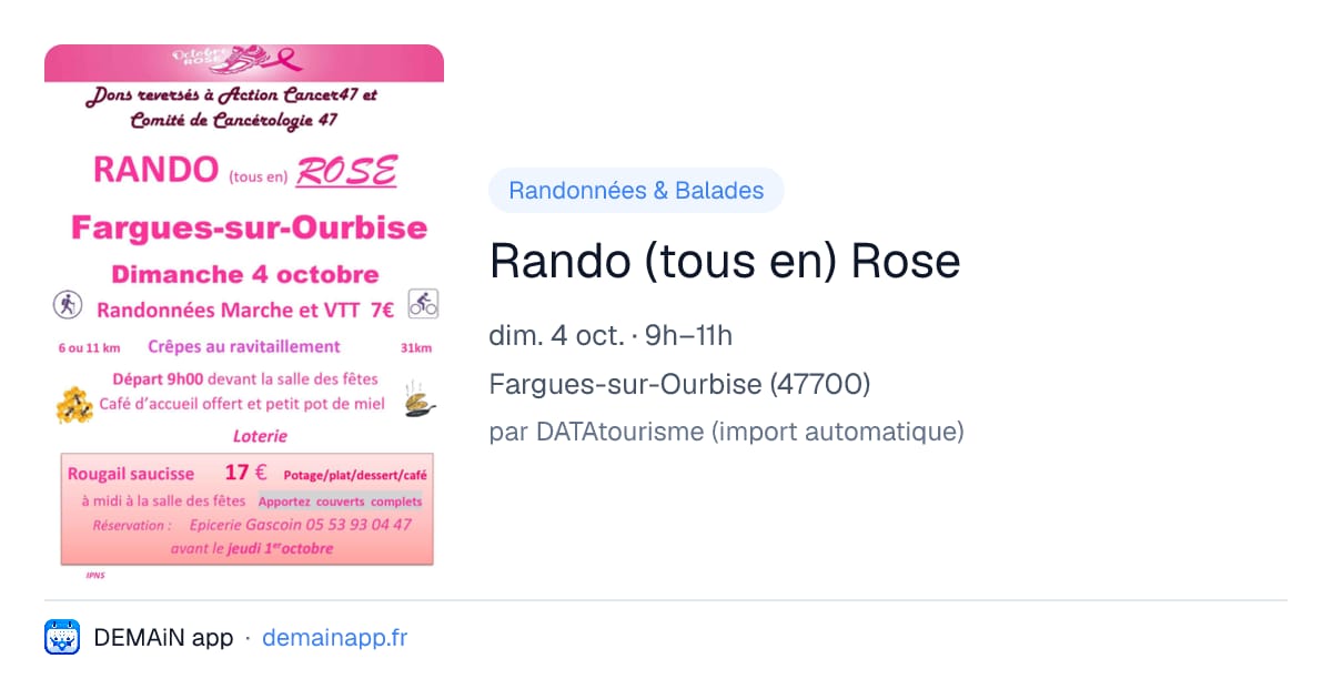 Rando (tous en) Rose — Fargues-sur-Ourbise