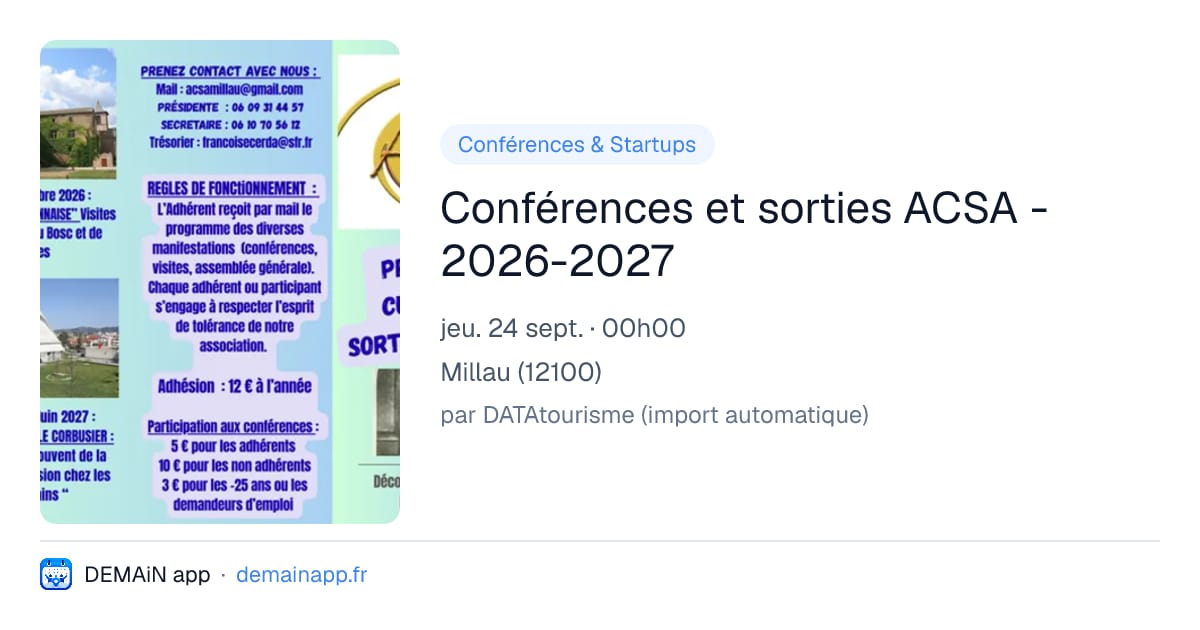 Conférences et sorties ACSA - 2026-2027 — Millau