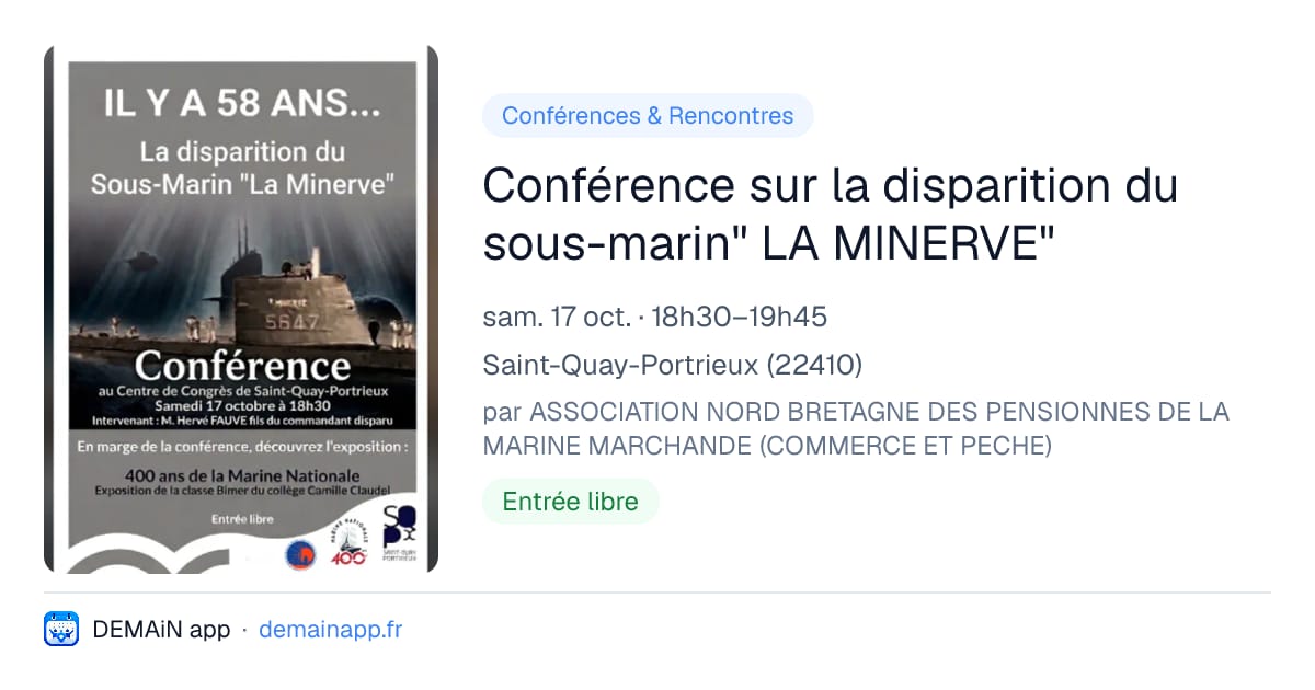 Conférence sur la disparition du sous-marin" LA MINERVE" — Saint-Quay-Portrieux