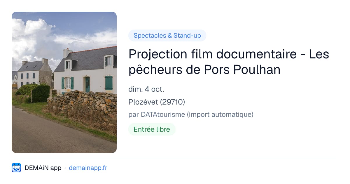 Projection film documentaire - Les pêcheurs de Pors Poulhan — Plozévet