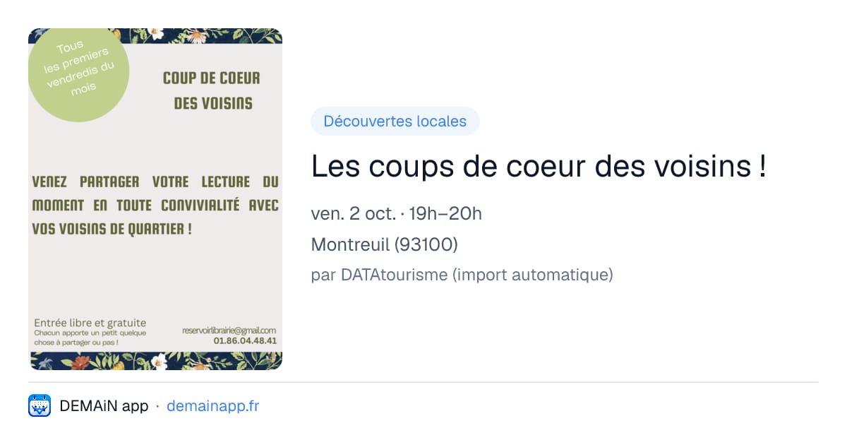 Les coups de coeur des voisins ! — Montreuil