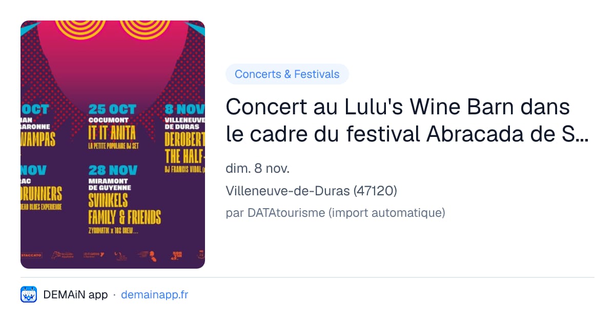 Concert au Lulu's Wine Barn dans le cadre du festival Abracada de Staccato — Villeneuve-de-Duras