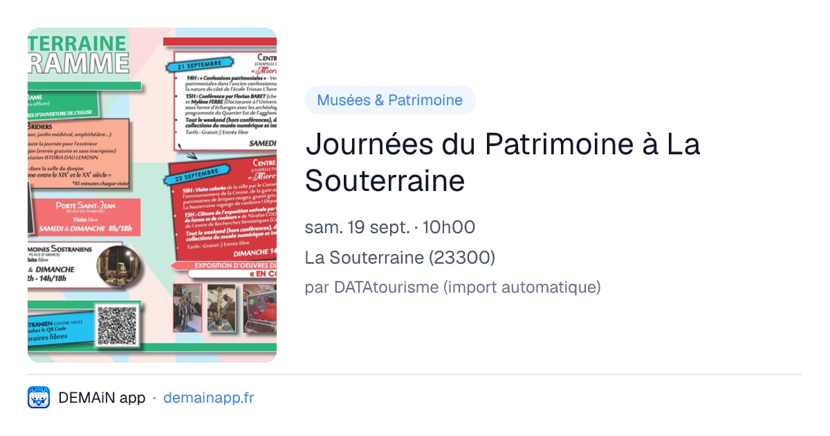 Journées du Patrimoine à La Souterraine — La Souterraine