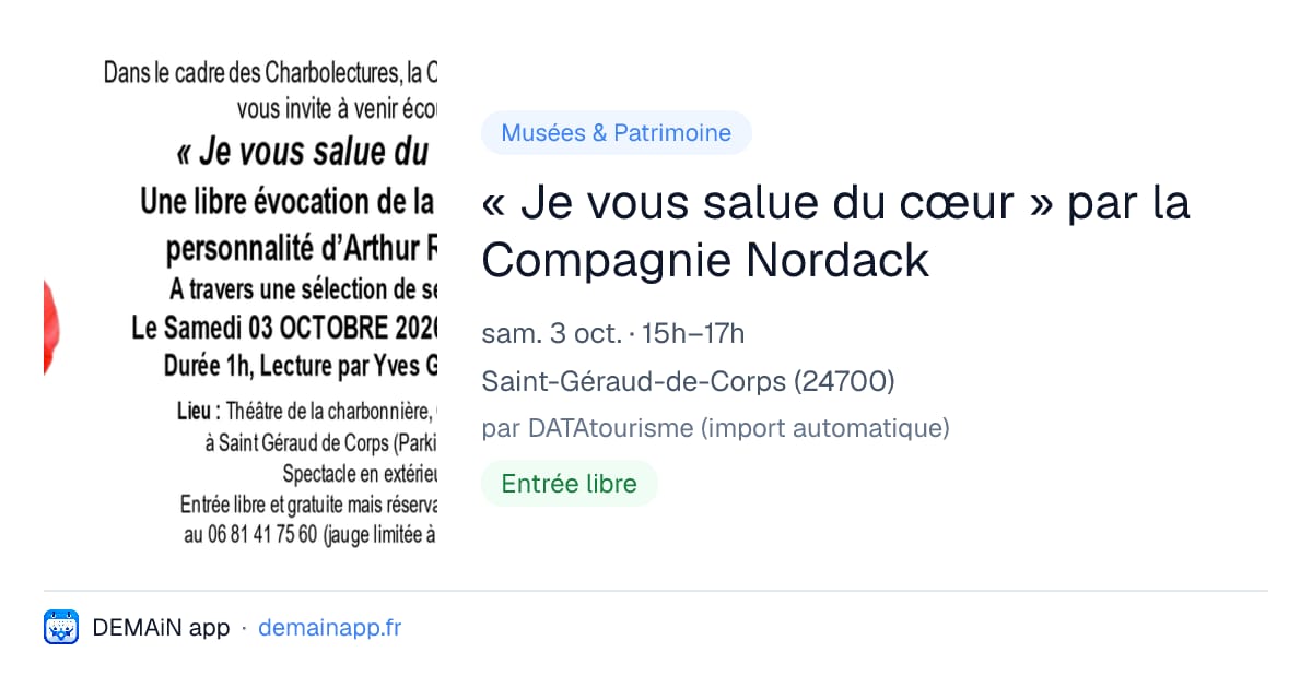 « Je vous salue du cœur » par la Compagnie Nordack — Saint-Géraud-de-Corps