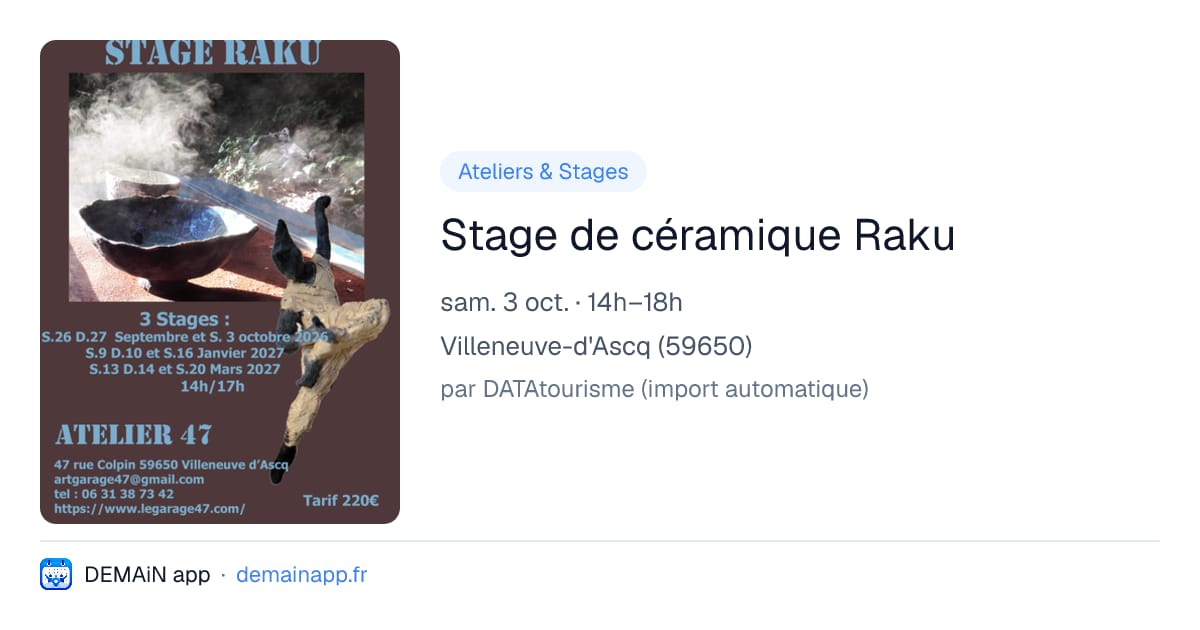 Stage de céramique Raku — Villeneuve-d'Ascq