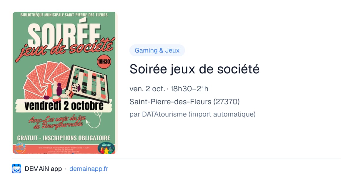 Soirée jeux de société — Saint-Pierre-des-Fleurs