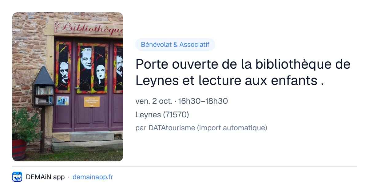 Porte ouverte de la bibliothèque de Leynes et lecture aux enfants . — Leynes