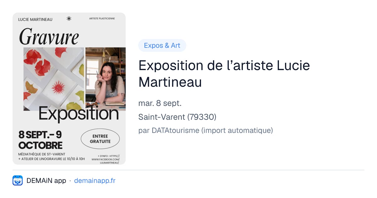 Exposition de l’artiste Lucie Martineau — Saint-Varent