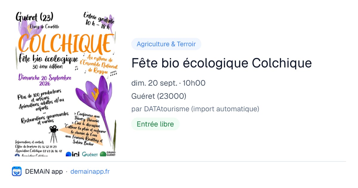 Fête bio écologique Colchique — Guéret