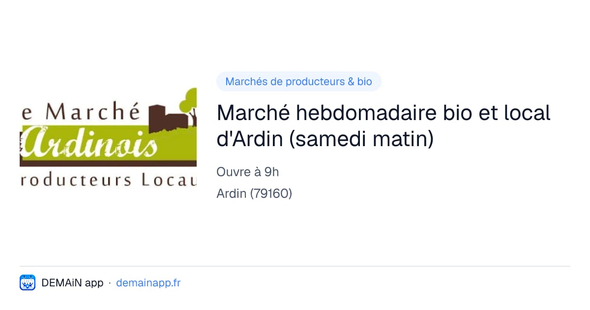 Marché hebdomadaire bio et local d'Ardin (samedi matin) — Ardin
