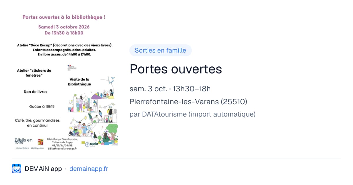 Portes ouvertes — Pierrefontaine-les-Varans