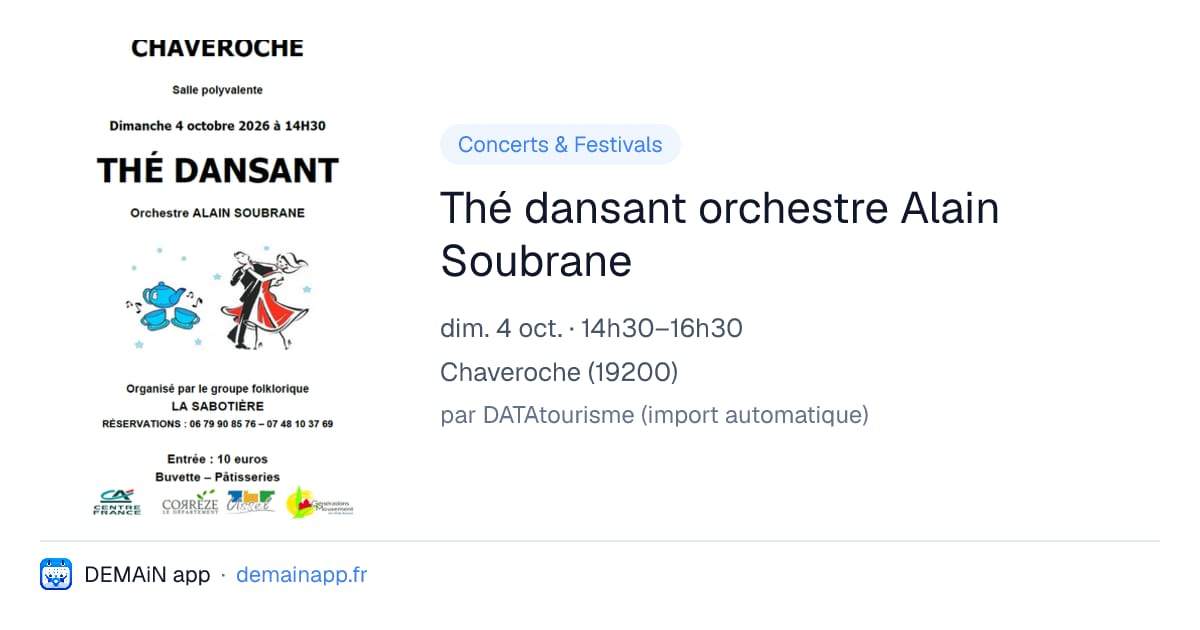 Thé dansant orchestre Alain Soubrane — Chaveroche