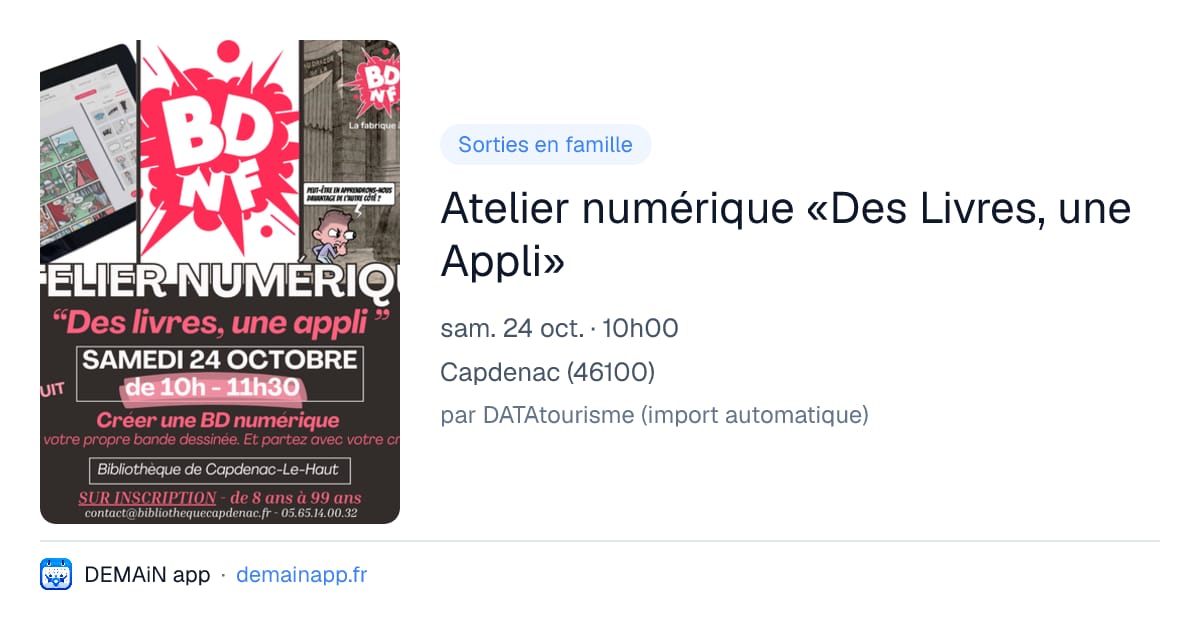 Atelier numérique «Des Livres, une Appli» — Capdenac
