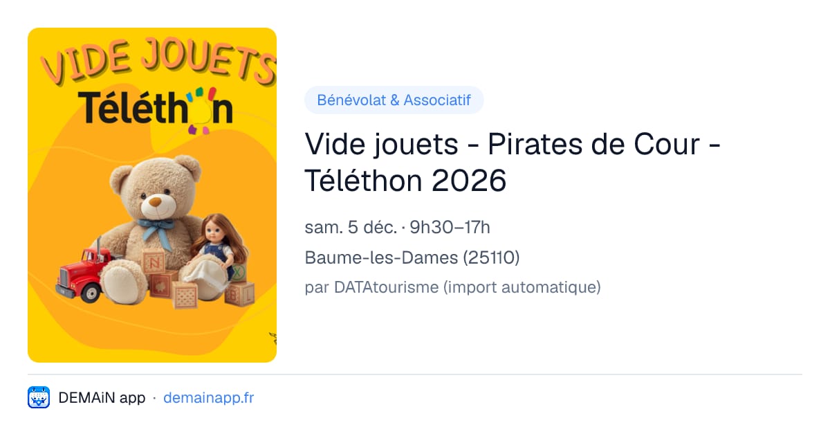 Vide jouets - Pirates de Cour - Téléthon 2026 — Baume-les-Dames