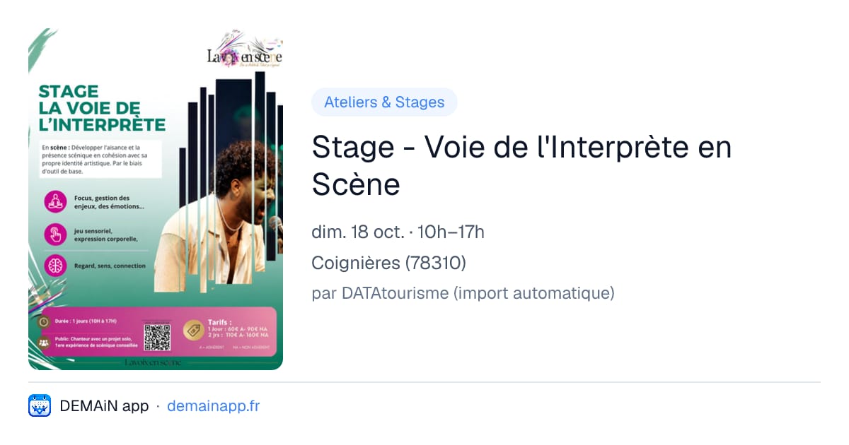 Stage - Voie de l'Interprète en Scène — Coignières