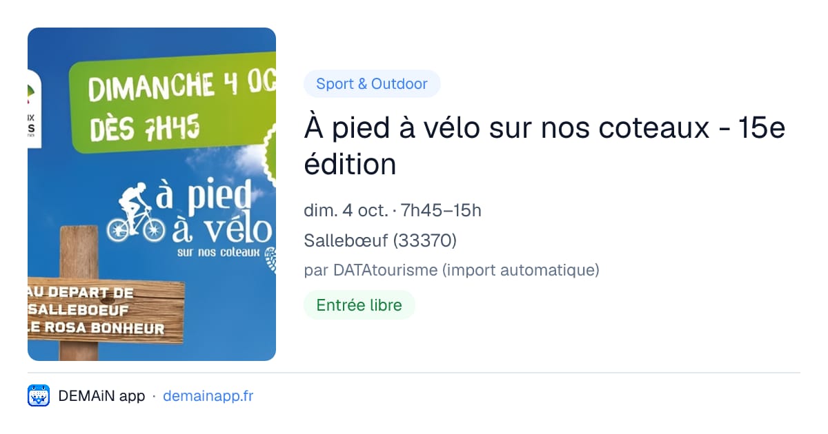 À pied à vélo sur nos coteaux - 15e édition — Sallebœuf